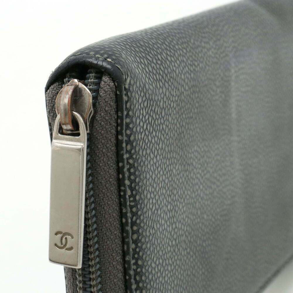 CHANEL Authentic Gray Caviar Leather Logo Wallet - Picture 5 of 9